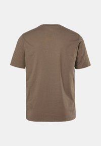 T-shirt met korte mouwen in bruin, gemaakt van zacht katoen. Heeft een klassieke ronde halslijn en een recht afgesneden boord met minimale details.