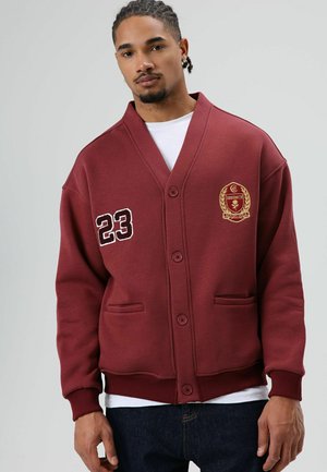 V-NECK - Sweater met rits - burgundy