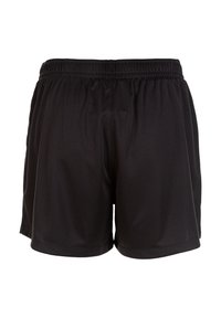 Svarta sportshorts med elastisk midja, tillverkade av mjukt och lätt tyg. Har en enkel design utan synliga mönster.