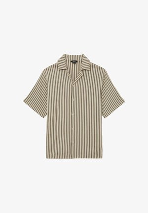 Reiss, REGULAR FIT - GRIFF TEXTURED STRIPE CUBAN-COLLAR SHIRT . - Shirt - stone grey