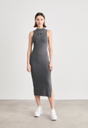 Calvin Klein Jeans LABEL LONG DRESS - Pouzdrov aty - washed black