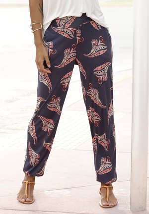 LASCANA, Trousers - marine/rosé/bedruckt