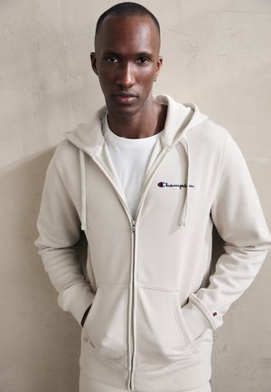 Champion ICONS FULL ZIP HOODIE SMALL LOGO - Sudadera con cremallera - beige