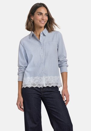 Street One, LANGARM HEMDBLUSE MIT STREIFEN UND SPITZENBORTE - Overhemdblouse - northern blue