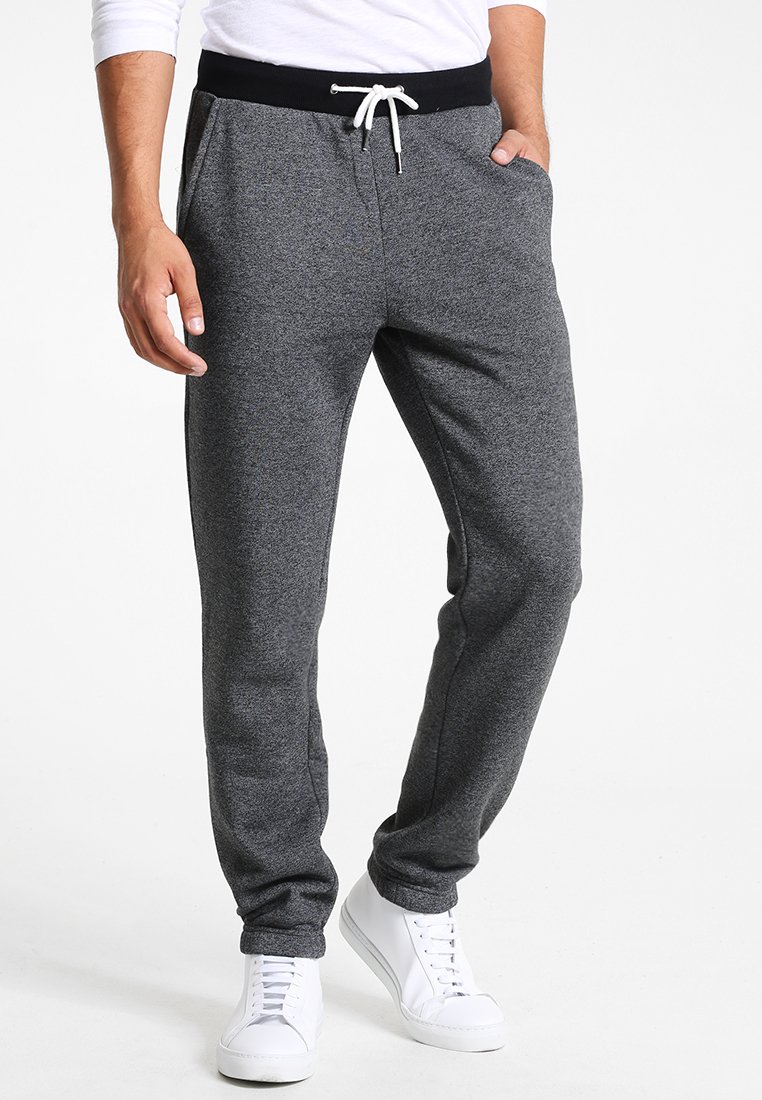 Zalando Essentials Tracksuit bottoms - mottled dark grey/mottled dark ...