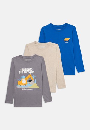 3 PACK - Camiseta de manga larga - grey/white/blue