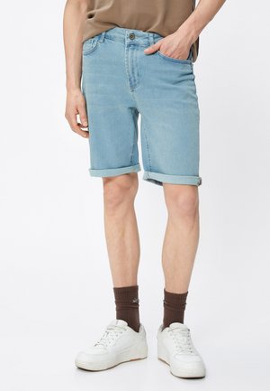 FOLDED DETAIL BUTTONED BERMUDA  - Shorts vaqueros - blue