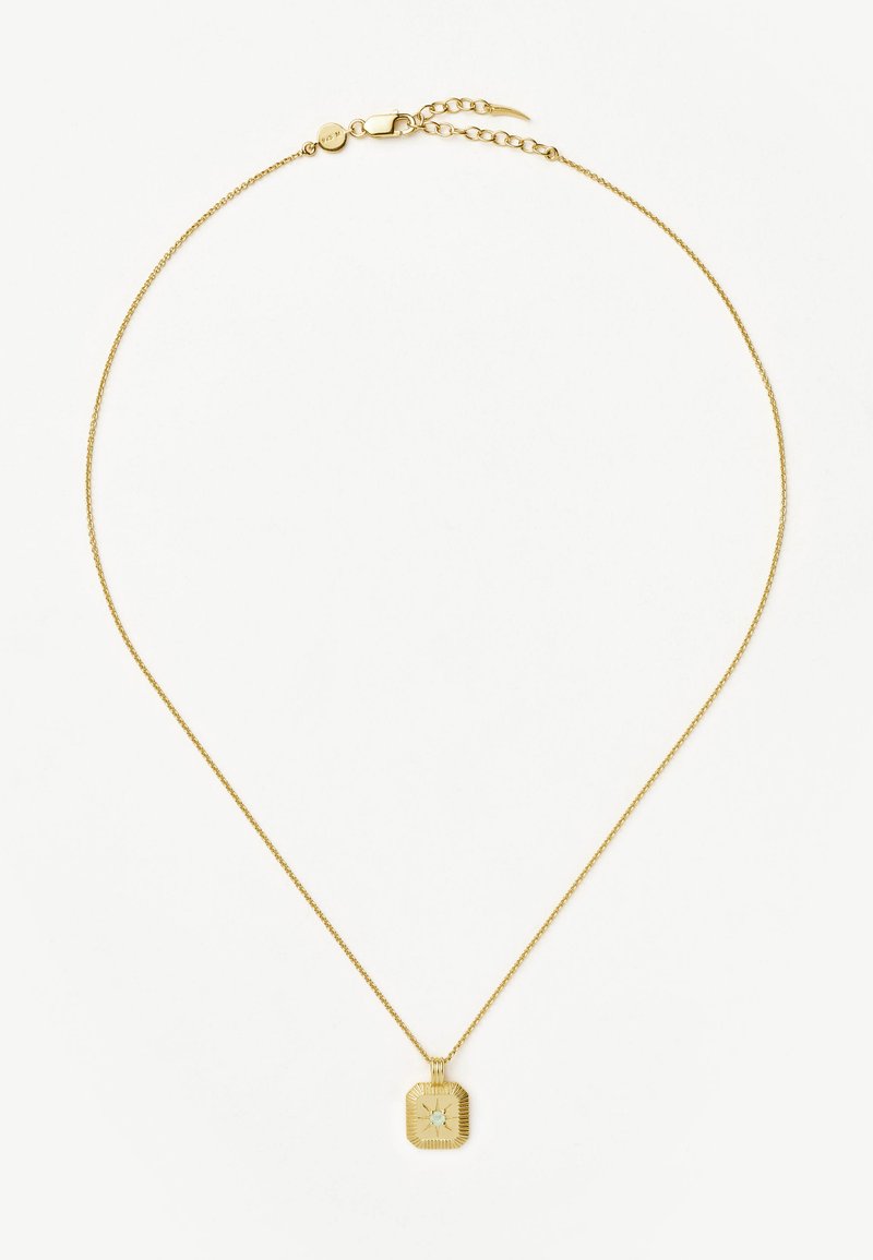 Χρυσή αλυσίδα με λεπτή αλυσίδα, με κρεμαστό τετράγωνο σχήμα με υφή και κεντρικό σχεδιαστικό στοιχείο. Ρυθμιζόμενο κούμπωμα για προσαρμογή μεγέθους.