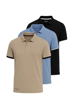 SET OF 3 - Polo shirt - brown blue black