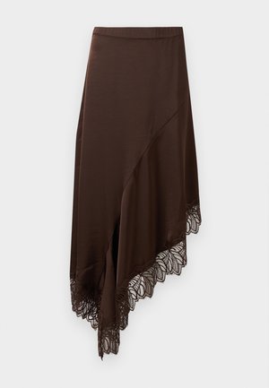 VILA, VILEA HIGH LOW SKIRT - Maxinederdele - coffee bean