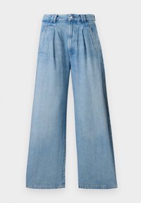 CARA CROPPED PLEATED TROUSER - Wide Leg - amoura indigo