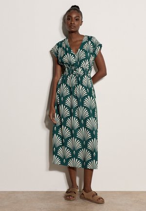 Apricot, FAN PRINT MIDAXI DRESS - Freizeitkleid - green