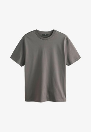 Plain short-sleeve gray crew neck T-shirt, displayed flat against a white background.