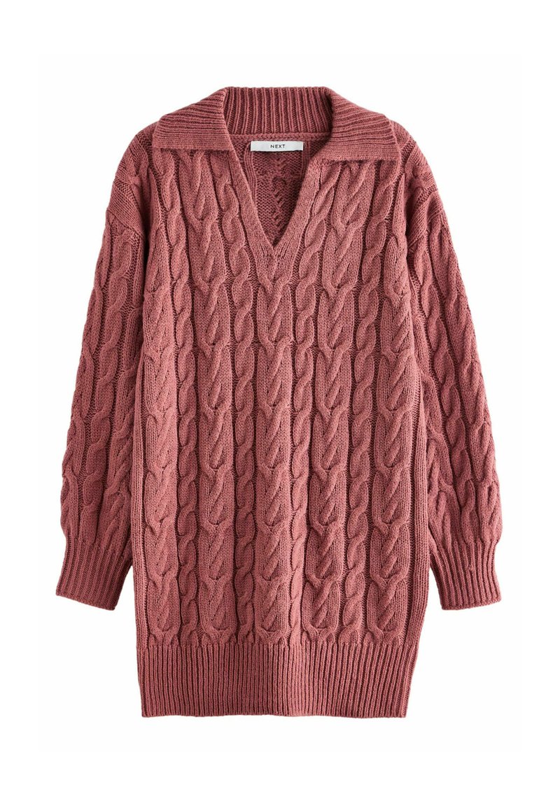 zara cable knit sweater dress Knee Length Dresses Next COLLAR V-NECK LONG SLEEVE SHORT MINI TALL REGULAR FIT Jumper Pink Bright/pink Zalando Oversized sweater