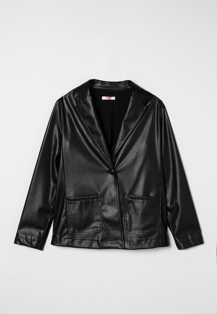 LIU JO Imitatieleren jas zwart LIU JO Imitatieleren jas zwart