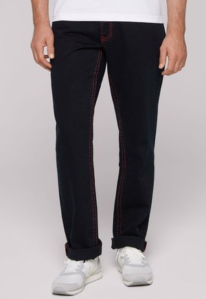 Camp David MIT KONTRASTNÄHTEN - Straight leg jeans - deep blue black