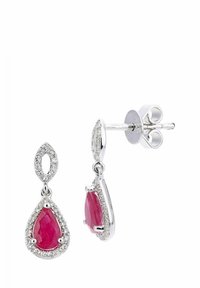 DIAMANT L'ÉTERNEL RUBY AND DIAMOND OVAL DANGLE - Pendientes - white gold