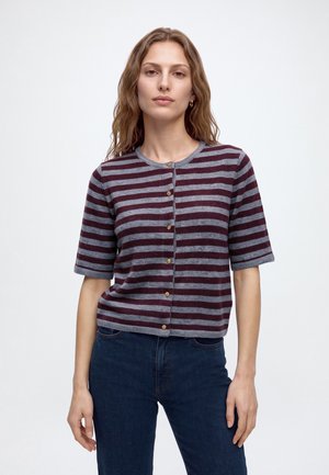 ONLY, ONLSIA 2/4 O-NECK BUTTON CARDI EX KNT - Жилетка - medium grey melange / port royale