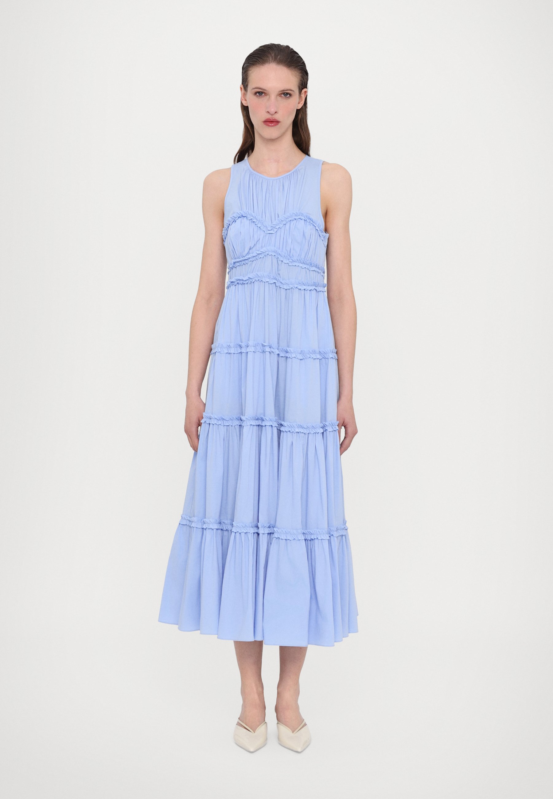 princess polly baby blue dress Jarlo cowl halter neck satin maxi dress in blue floral