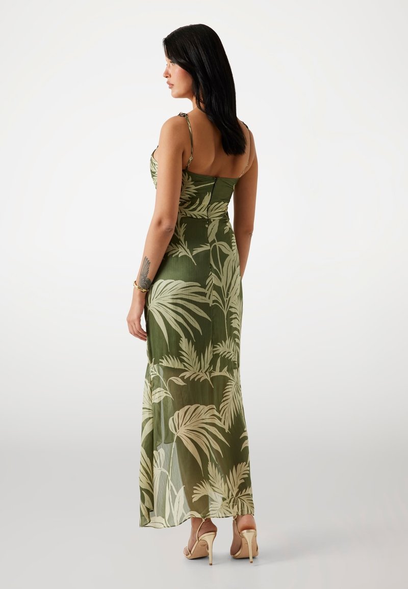 guess green floral dress Floral Print Midi Dress