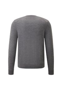 Grijze lange mouw shirt van zachte stof, met een ronde hals, ribgebreide manchetten en een gladde textuur, zonder patronen of versieringen.