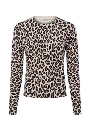 Langärmlige leopardbedruckte Strickjacke mit Knöpfen und rundem Ausschnitt, in Beige-, Schwarz- und Brauntönen, Größe klein von Marie Lund Copenhagen.