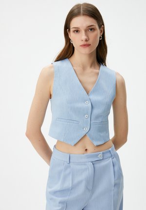 V NECK BUTTONED POCKET DETAIL - Väst - blue