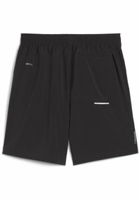 Juodi sportiniai šortai su elastine juosta. Ypatybės apima mažą užtrauktuku uždaromą kišenę ir atspindinčią detalę šone. Pagaminti iš drėgmę sugeriančios medžiagos.