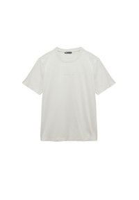 Lys grå bomulds t-shirt med korte ærmer, rund halsudskæring og diskret "DUBLIN" tryk på forsiden. Blød tekstur, afslappet pasform.