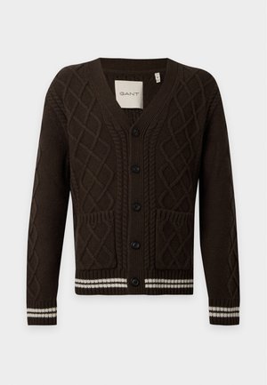 GANT, CABLE CARDIGAN - Cardigan - shadow brown
