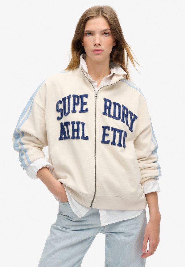 ATHLETIC ESSENTIALS APPLIQUE LOOSE  TRACK  - Sweatjacke - turtledove cream