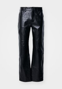 MOONOGRAM EMBOSSED WIDE LEG PANTS - Bőrnadrágok - black