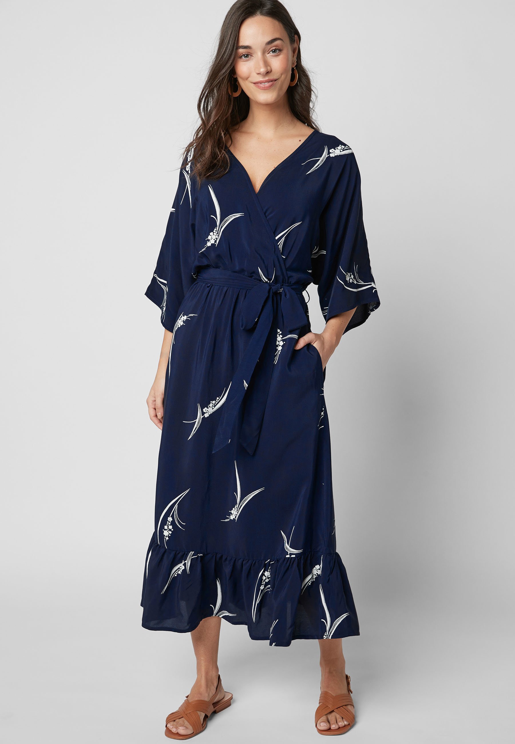 next navy wrap dress