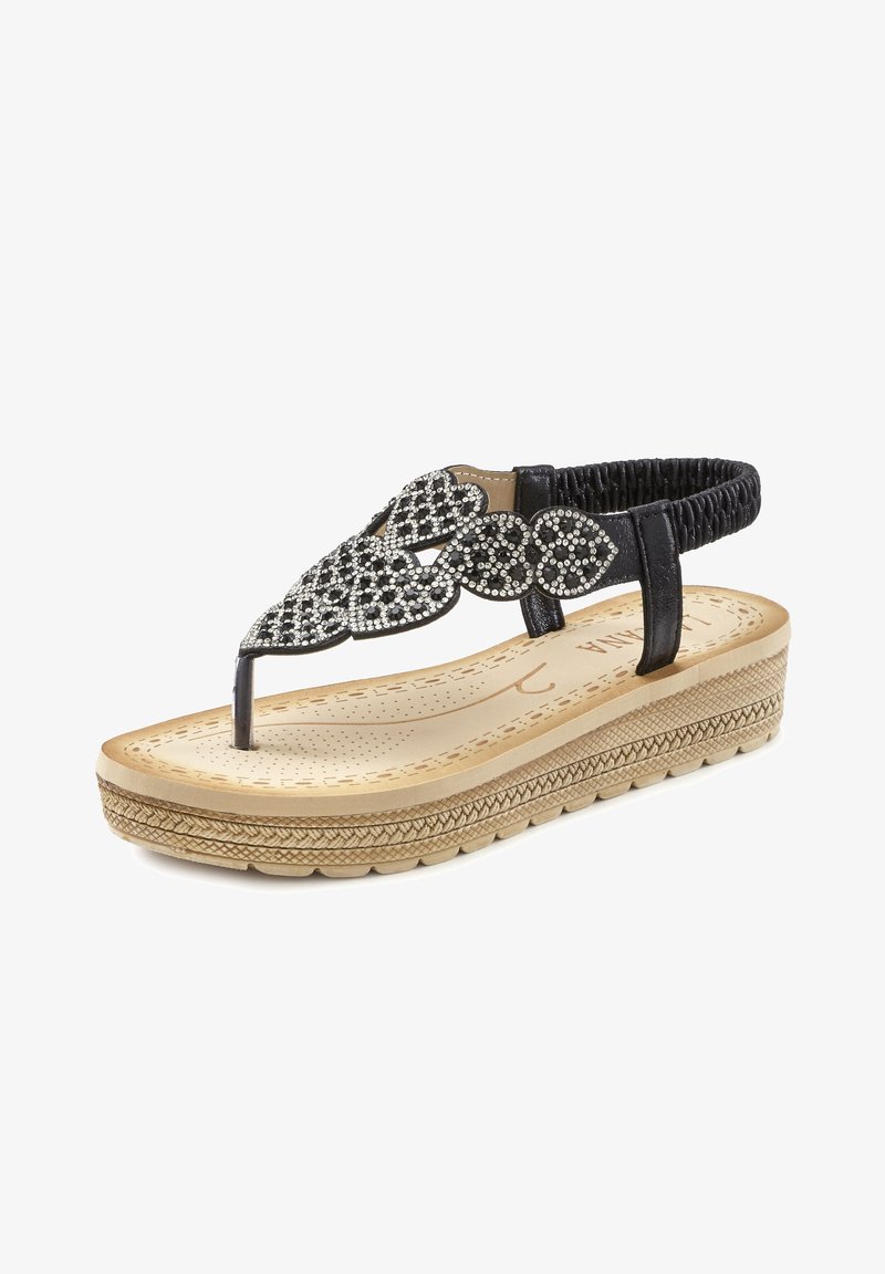 LASCANA ZEHENTRENNER - Sandale s remenom u obliku slova T - schwarz