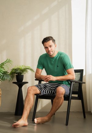 Phil & Co. Berlin, PHIL & CO MEN'S SHORT PANTS SHORT PAJAMA SET - Pyjama - green dark blue striped
