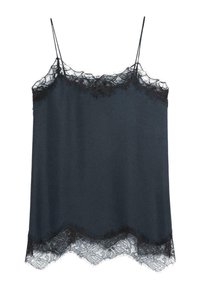 LINGERIE-STYLE WITH CONTRAST LACE DETAIL - Top - mottled dark blue