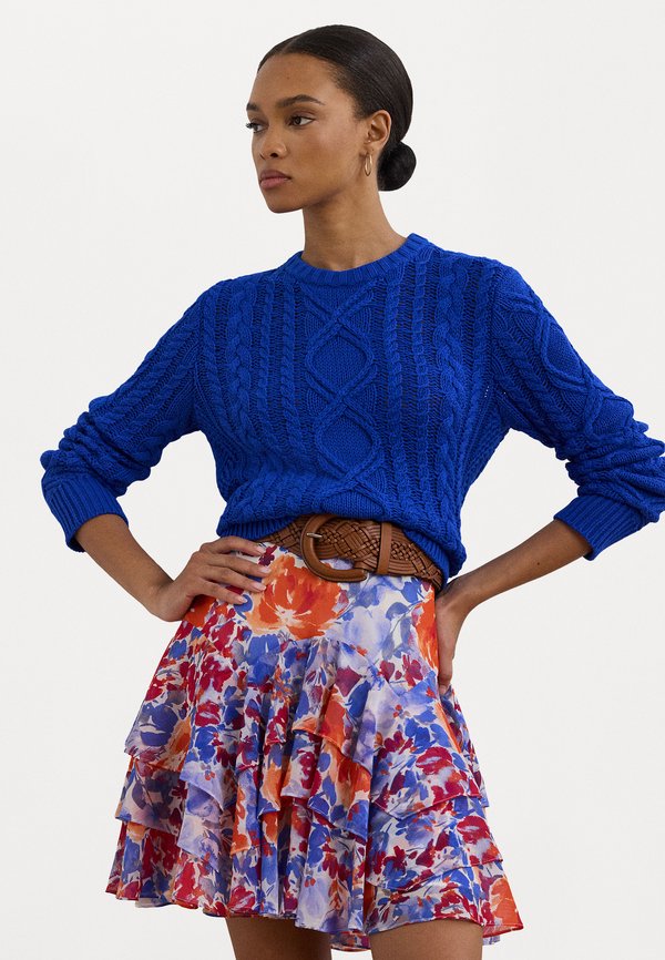 ARAN KNIT COTTON BLEND CREWNECK SWEATER - Jumper - new sapphire