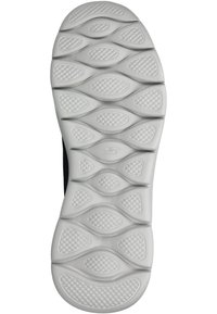 Suela de zapato de goma blanca, que presenta una superficie texturizada con patrones ovalados y en diamante para mejorar la tracción, forma curva y ligero soporte de arco.
