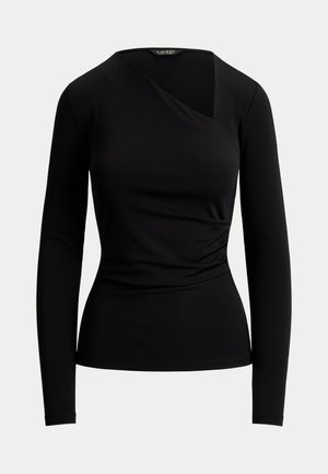 Lauren Ralph Lauren, JERSEY ASYMMETRICAL LONG-SLEEVE TOP - Longsleeve - black