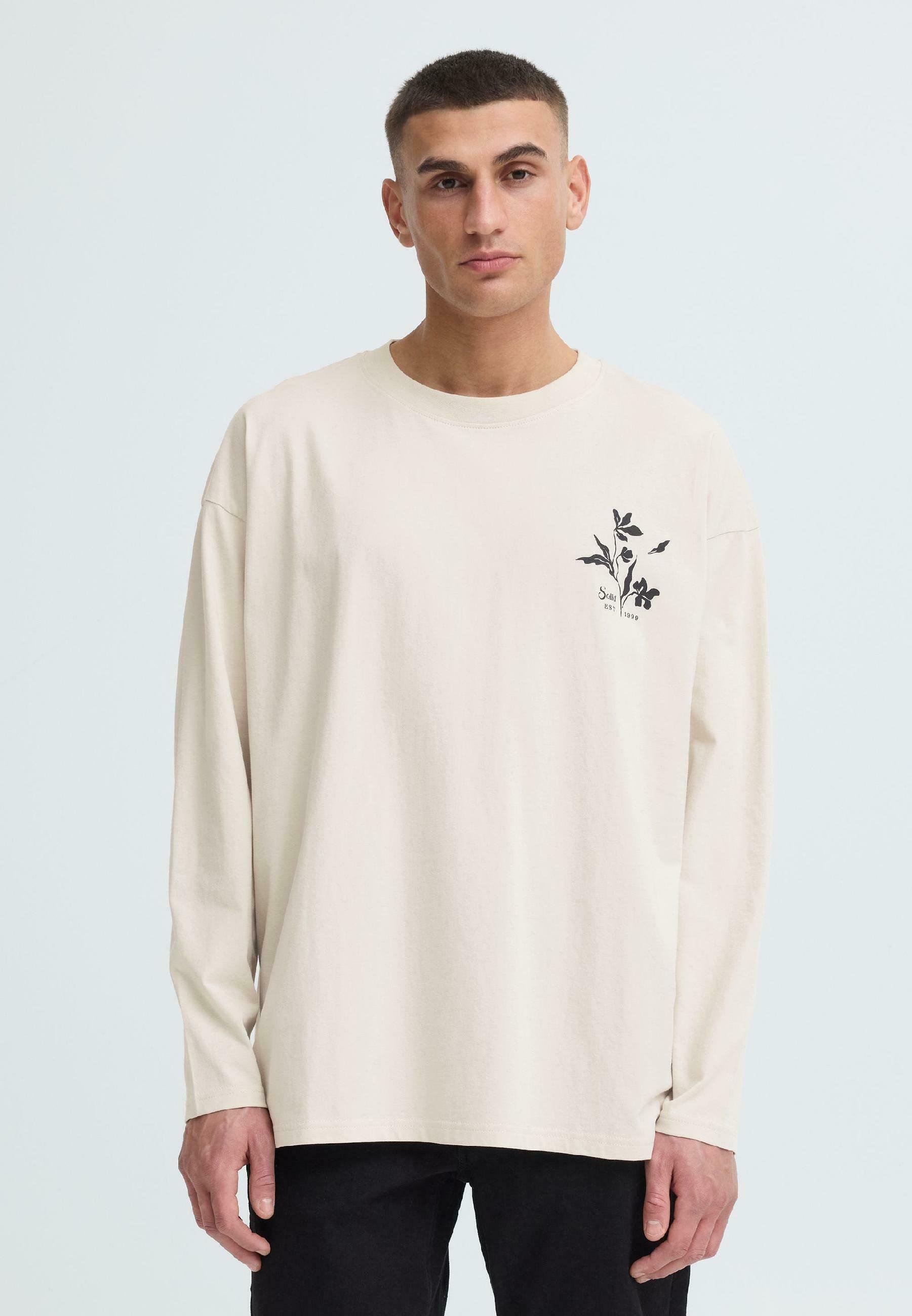 Solid SDAMON BACKPRINT OVERSIZED - Long sleeved top - oatmeal