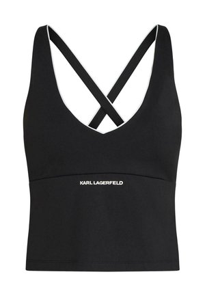 KARL LAGERFELD, CONTRAST PIPING - Haut de pyjama - black