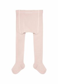Collant rosa chiaro realizzati in tessuto morbido, con un design integrato per i piedi e una finitura senza cuciture, impreziositi da dettagli di cucitura discreti.