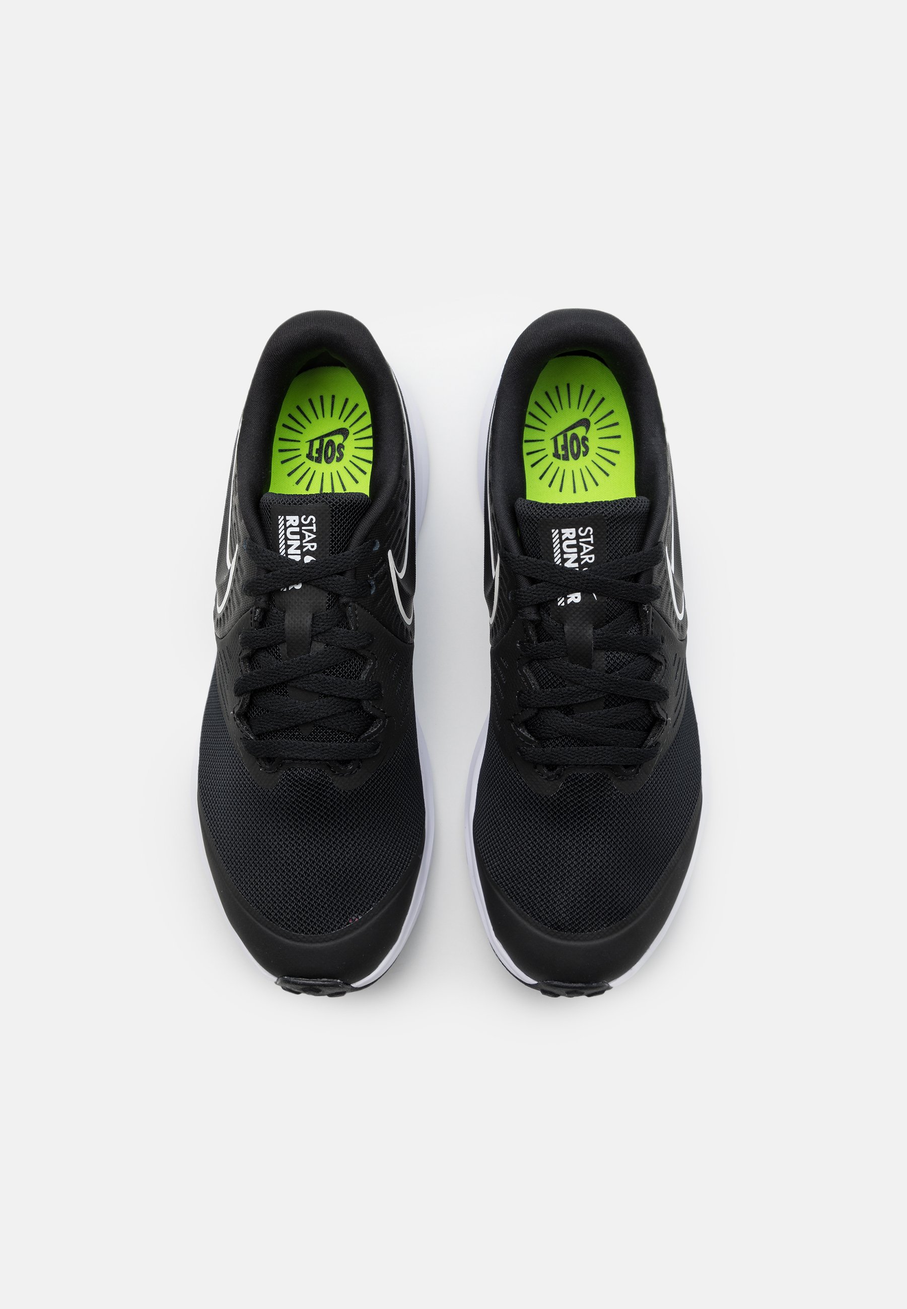 Nike Performance STAR RUNNER 2 UNISEX - Hardloopschoenen neutraal -  black/white/volt/Zwart - Zalando.nl
