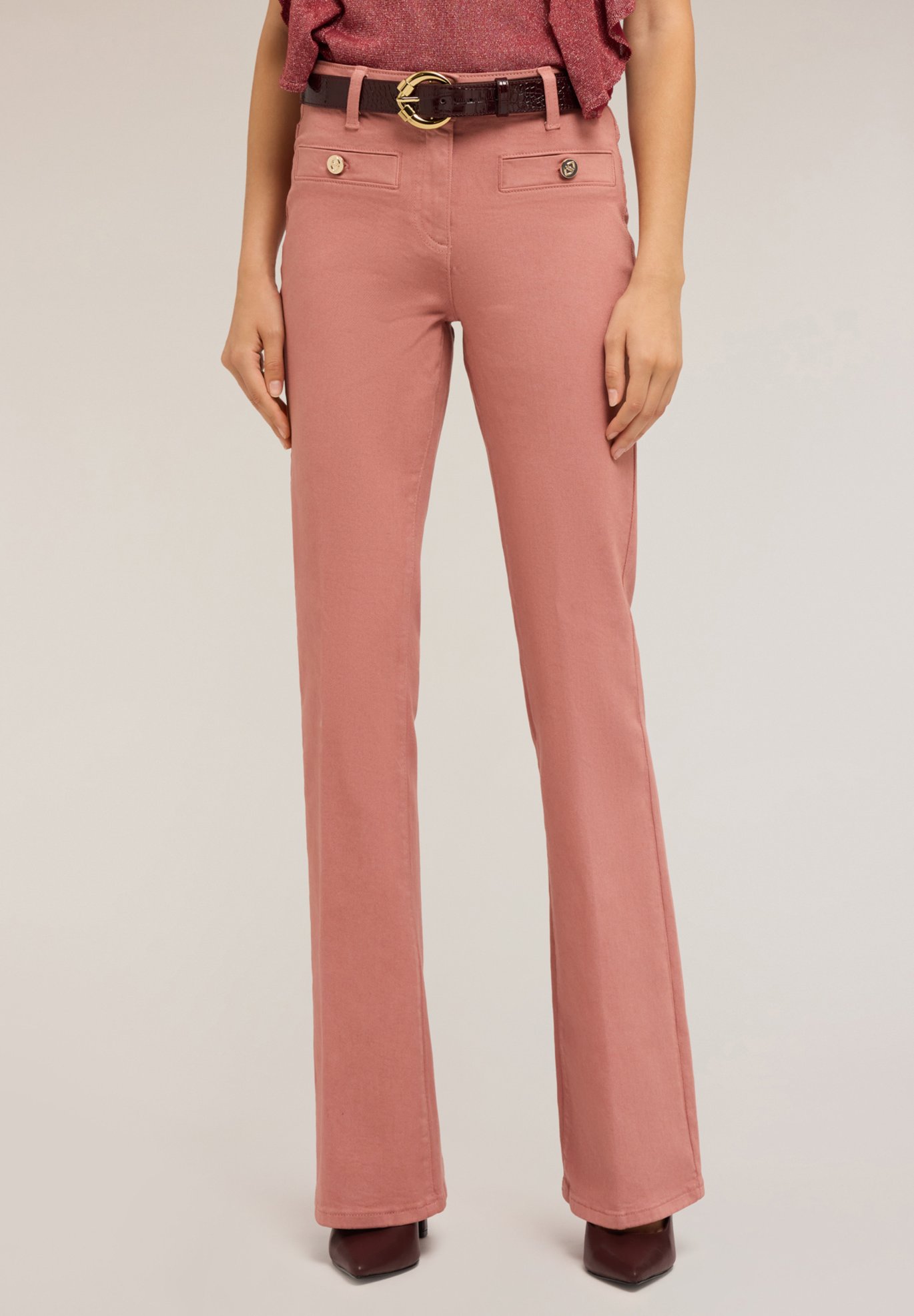 Motivi FLARE IN DRILL Jeans a zampa rosa cipria/fuxia