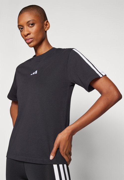 adidas Women's Essentials 3-Stripes Cotton T-Shirt Black/White — foto 4