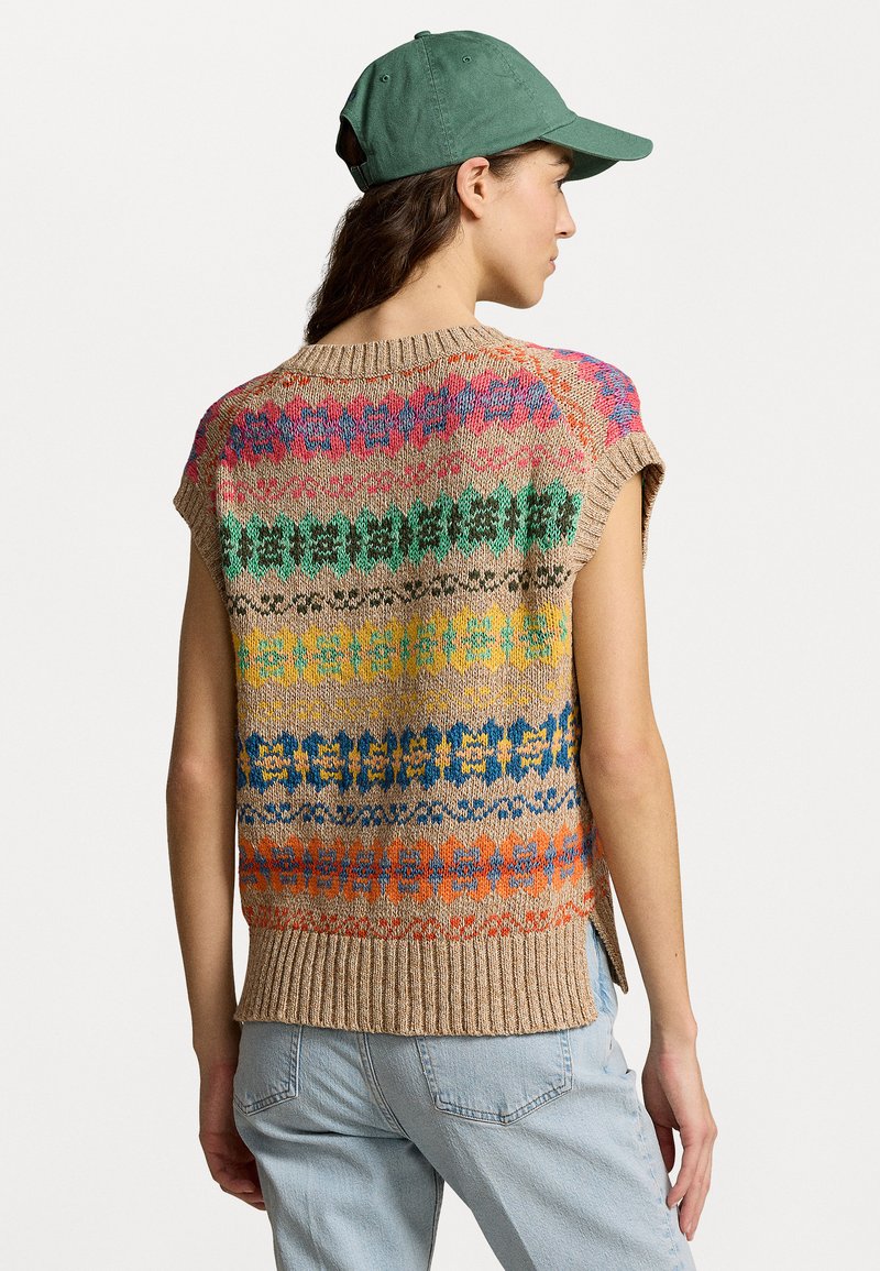 Polo Ralph Lauren FRISLE SLEEVELESS - Jumper - tan/multi/multi 