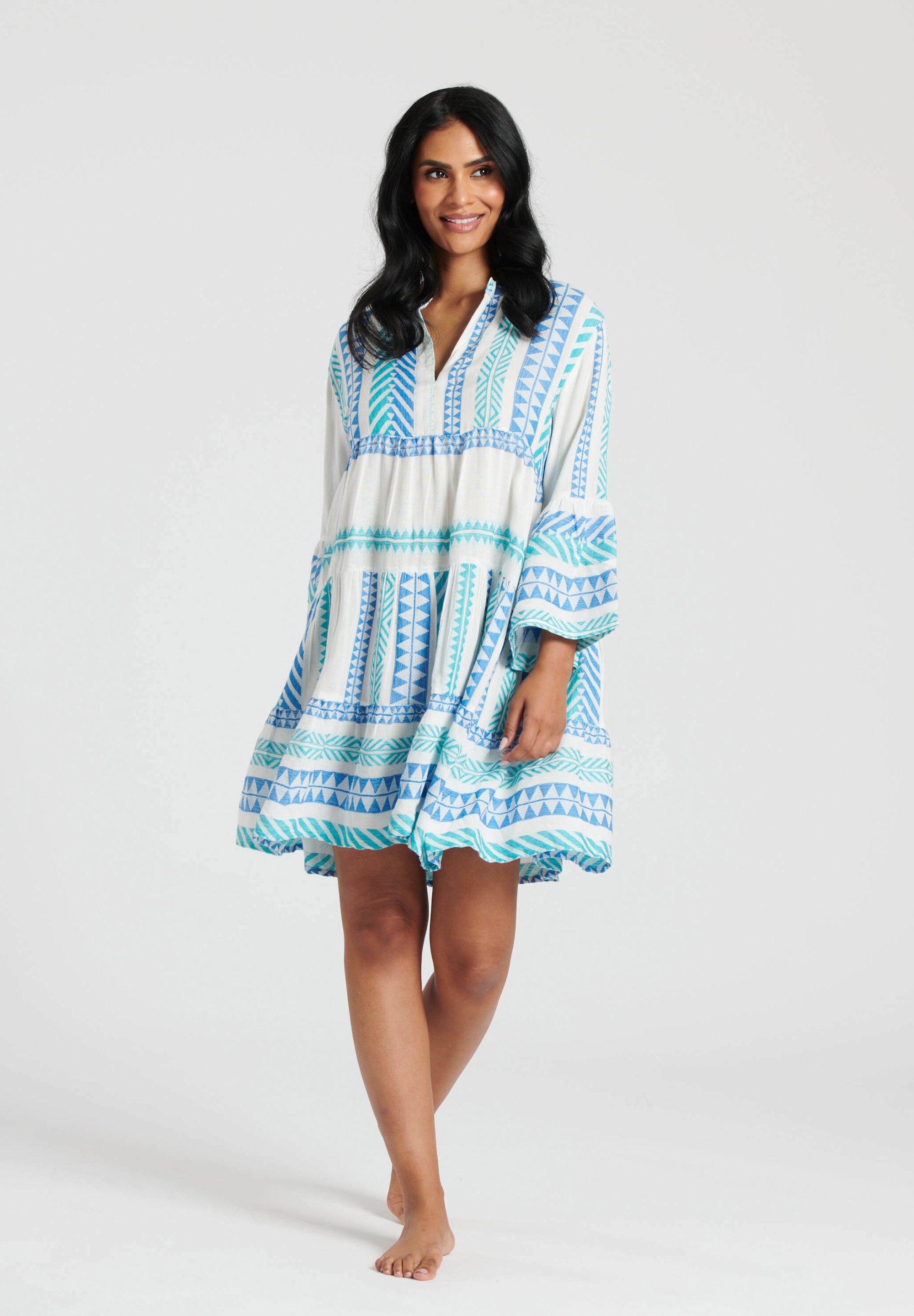 South Beach COVER UP JACQUARD TIERED - Day dress - blue - Zalando