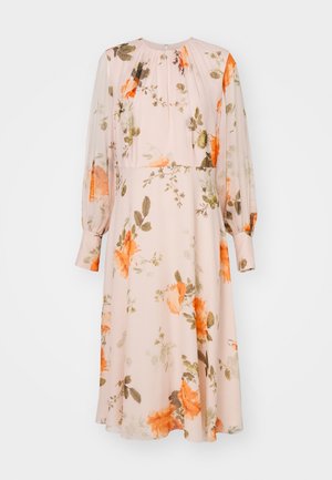 Erdem LONG SLEEVE GATHERED NECK DETAIL MIDI DRESS - Cocktail dress / Party dress - shell pink
