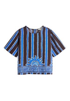 Next, Camicetta - brown/blue stripe sun border print