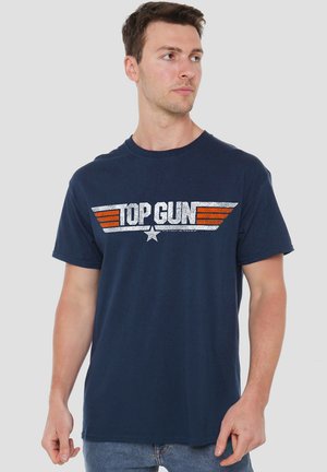 TOP GUN DISTRESSED LOGO - Print T-shirt - dark blue